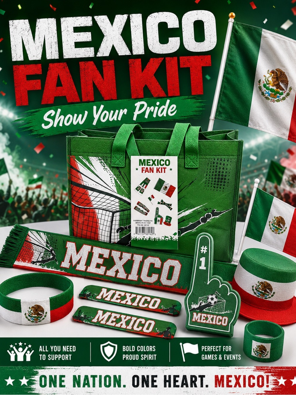 Mexico Fan Kit - Green/Red/White Home Party Supplies
